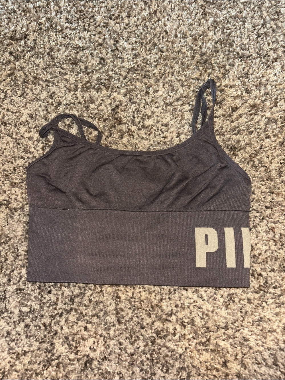 PINK Victoria's Secret Charcoal Grey Seamless Sports Bra